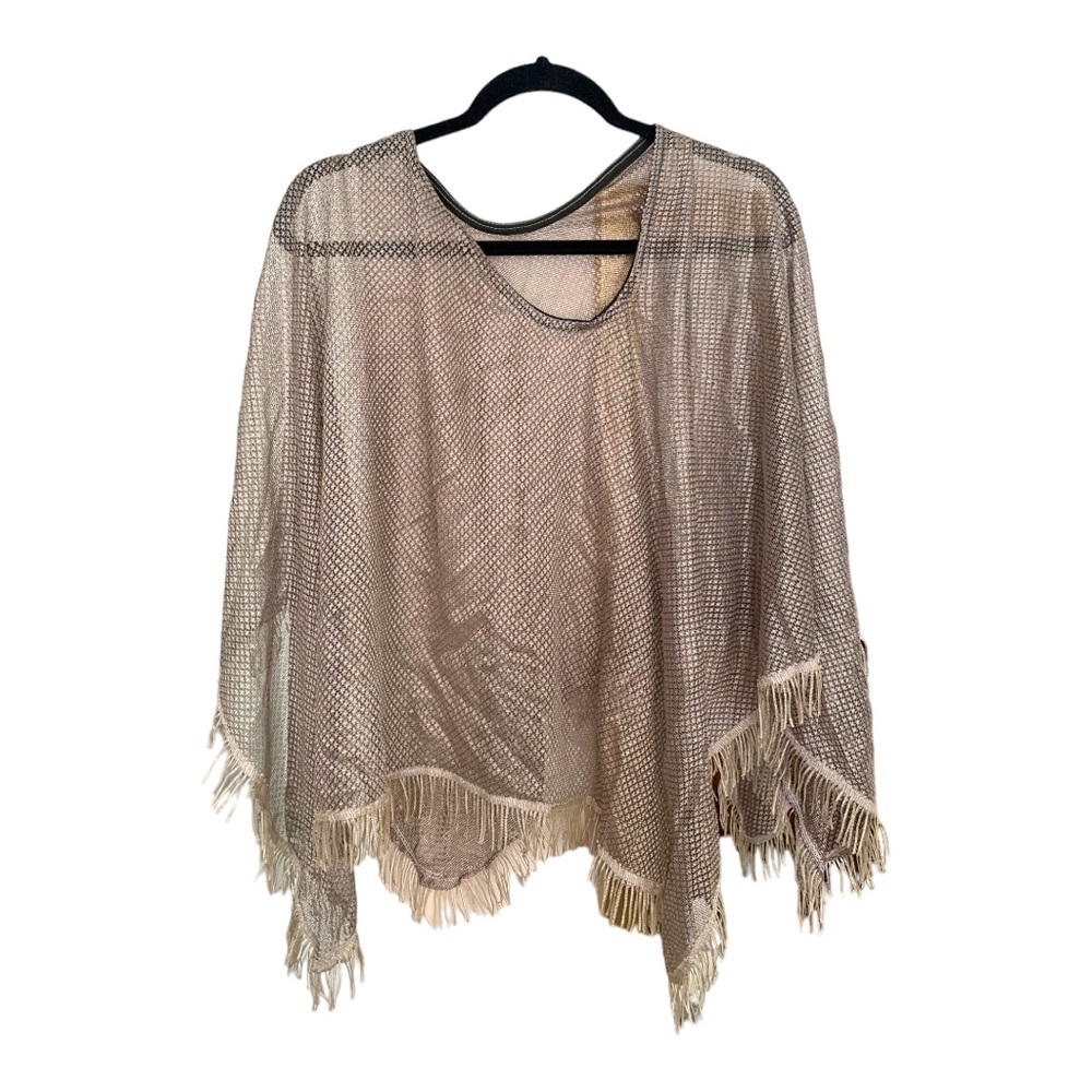 Gray silver poncho shawl see through one size